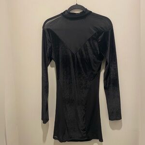 J.Our Velvet Mesh Super Stretchy Long Sleeved Dress Black Women’s Size L EUC